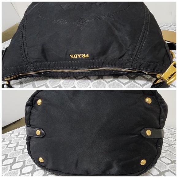 Authentic Prada Tessuto Canapa Nylon Hobo Bag Black - Picture 7 of 12